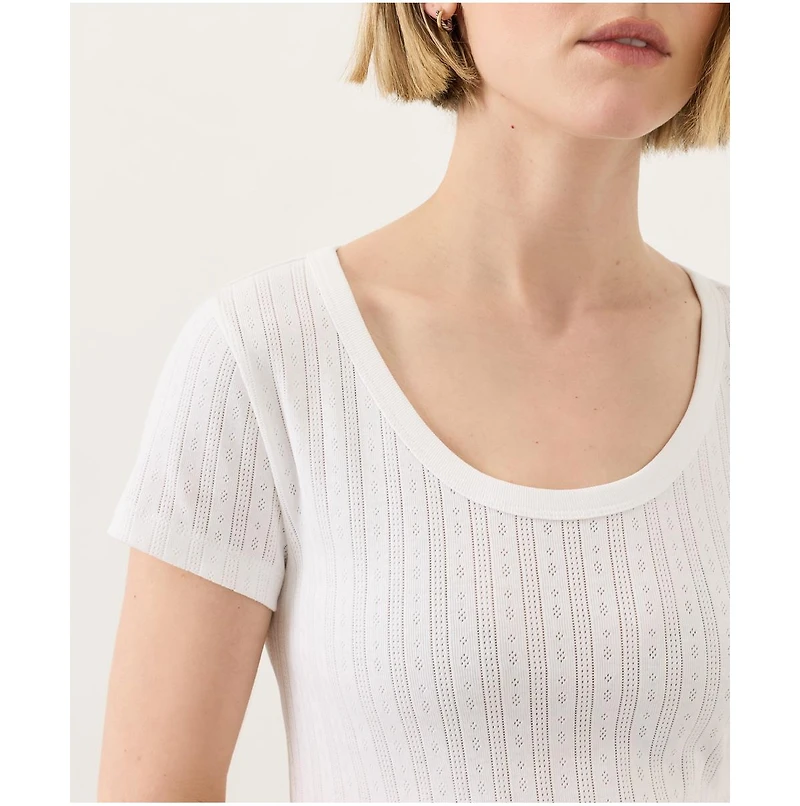 Pact Women's Organic Cotton Pointelle Scoop Neck Tee