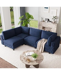 gaomon 134 in Modular Sectional Sofa, 4 Seat High Density Sponges Cloud Couch L Shaped Sofa, Velvet Couch with Upholstered for Living Room, Apartment