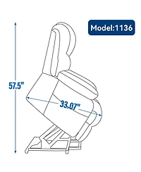 Flynama Seat Width and High Back Large Size Beige Chenille Power Lift Recliner Chair with 8-Point Vibration Massage and Lumbar Heating