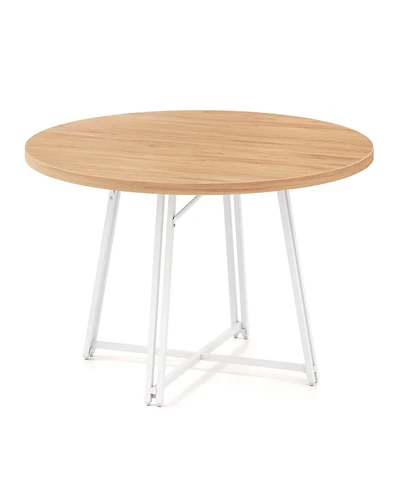 Gouun 47 in Round Kitchen Table with Cross Base for 4-6 People