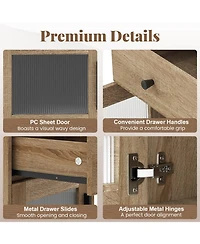 Gouun Farmhouse Nightstand with Drawer and Cabinet Storage