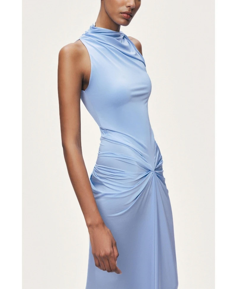 Nocturne Women's Draped Halter Neck Ruched Maxi Dress