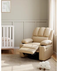 gaomon Manual Recliner Chair for Adults, Pu Leather Recliner with Cup Holders and Side Pockets, Ergonomic Design for Nursery, Living Room