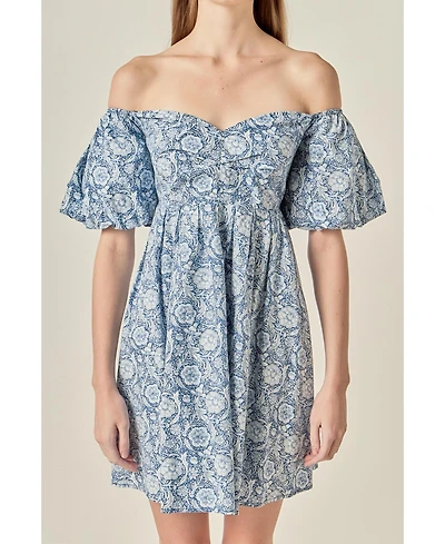 English Factory Women's Floral Off the Shoulder Mini Dress