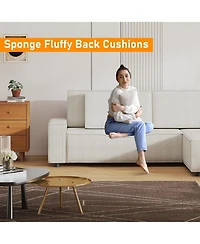 gaomon 96 Large Stripe Corduroy Sectional Sofa, L Shaped Modern Couch with Side Chaise, Comfy Sofa Deep Chaise for Living Room