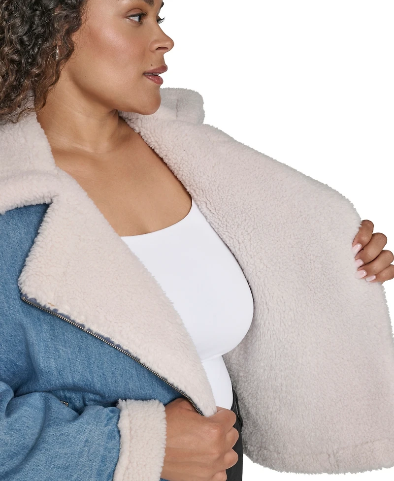 Levi's Plus Denim Laydown Collar Moto Jacket