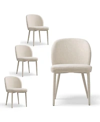 Maison Boucle Set of 4 Modern Upholstered Dining Side Chairs with Metal Legs