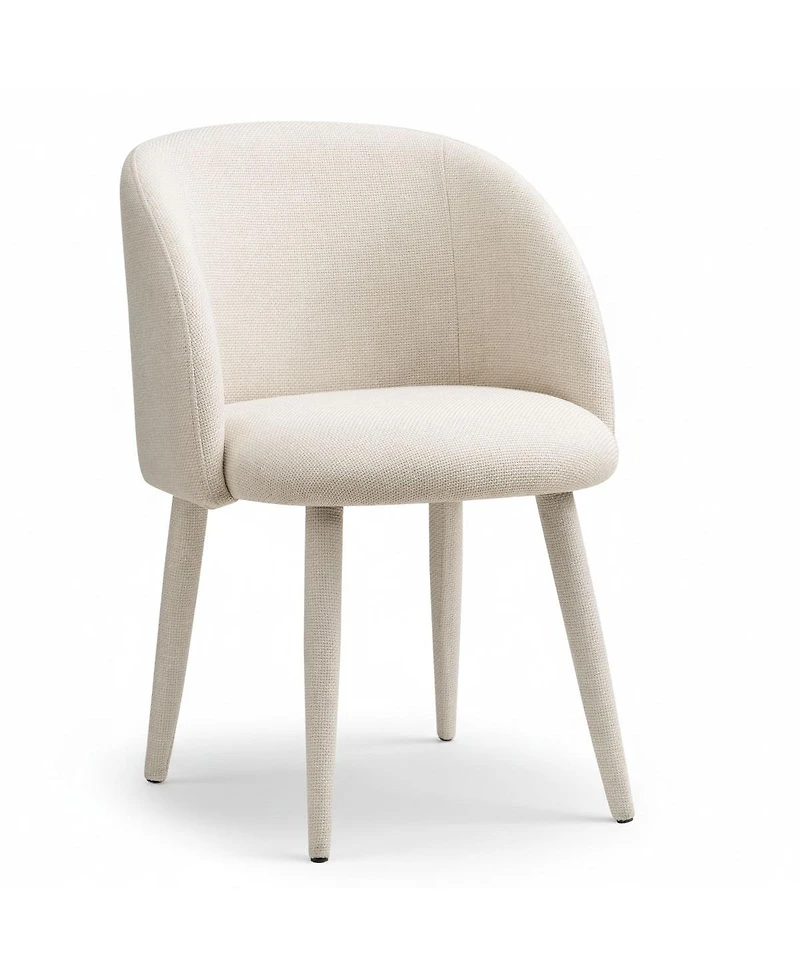 Maison Boucle Set of 2 Fabric Upholstered Arm Dining Chairs with Metal Legs