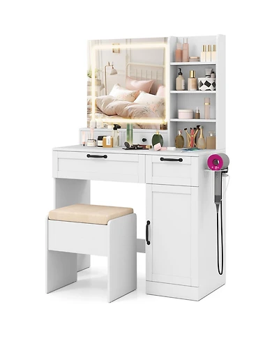 Sugift Vanity Set with Mirror and 3 Lighting Modes and Adjustable Brightness