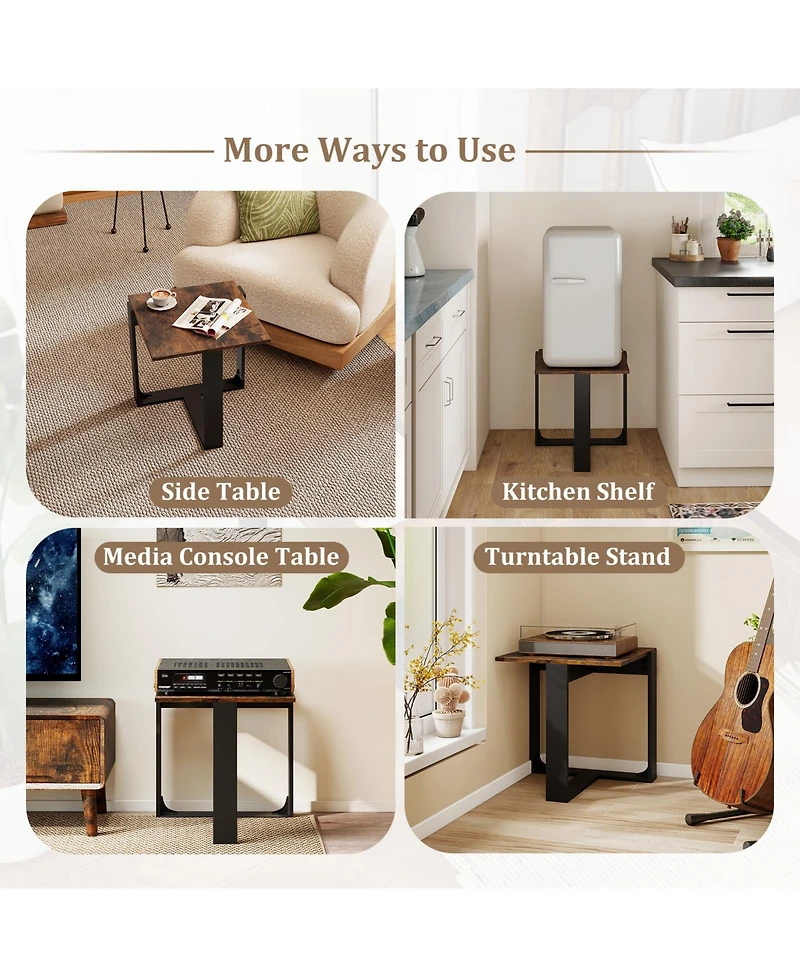 Sugift Industrial Sofa End Table with Metal Frame-2