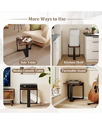 Sugift Industrial Sofa End Table with Metal Frame-2