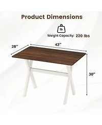 Gouun 43 in Modern Rectangular Dining Table with X-Shaped Rubber Wood Frame