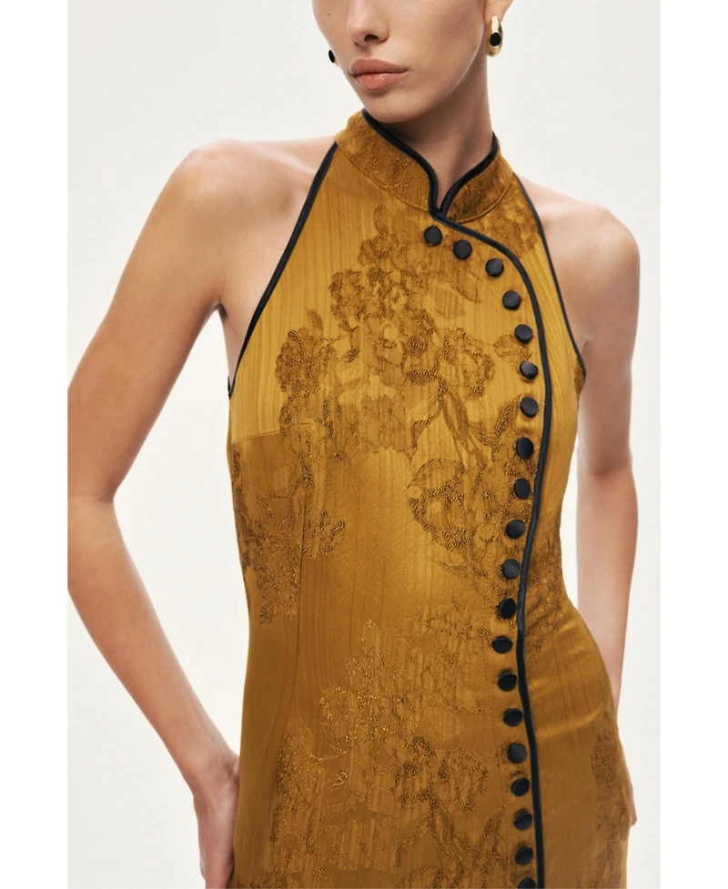 Nocturne Women's High-Neck Button-Detail Midi Dress