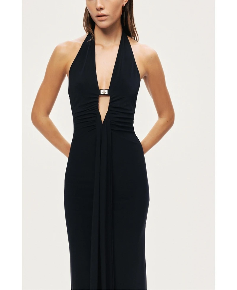 Nocturne Women's Halter Neck Cut-Out Maxi Dress