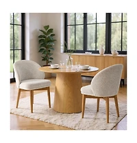 Maison Boucle Set of 2 Chenille Upholstered Dining Side Chairs with Solid Wood Legs