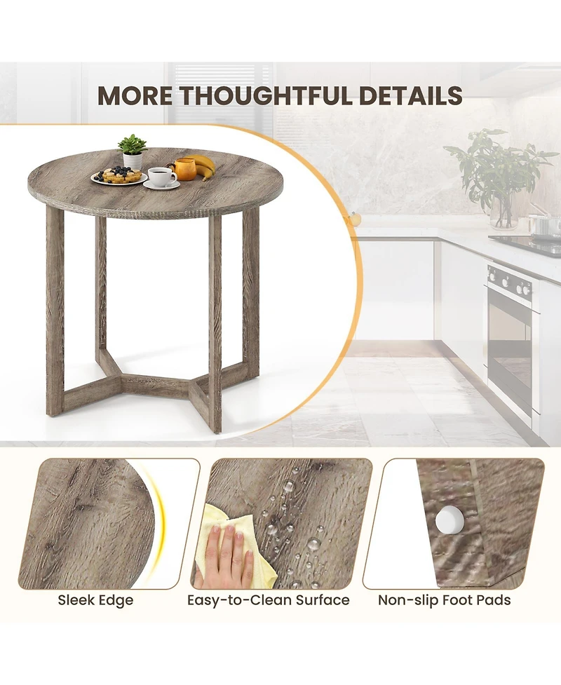 Gouun 36 in Round Wood Dining Table with Wing-Shaped Pedestal Base for 2-4