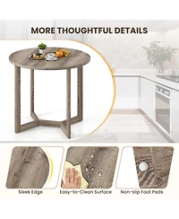 Gouun 36 in Round Wood Dining Table with Wing-Shaped Pedestal Base for 2-4