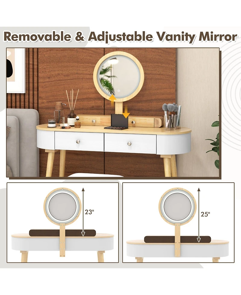 Sugift Makeup Vanity Table Set with Led Mirror and 3 Spacious Drawers