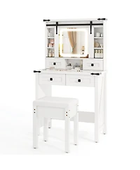 Sugift Makeup Vanity Desk with Mirror and Adjustable Storage Shelves