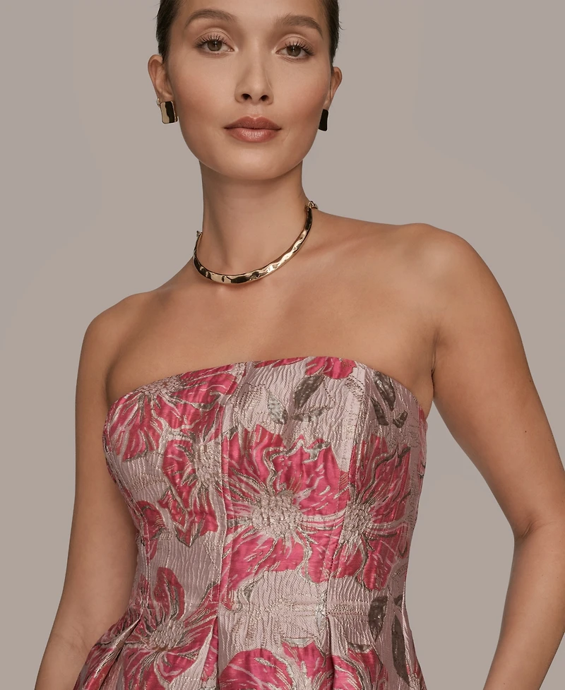 Donna Karan New York Women's Jacquard Strapless A-Line Dress