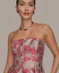 Donna Karan New York Women's Jacquard Strapless A-Line Dress