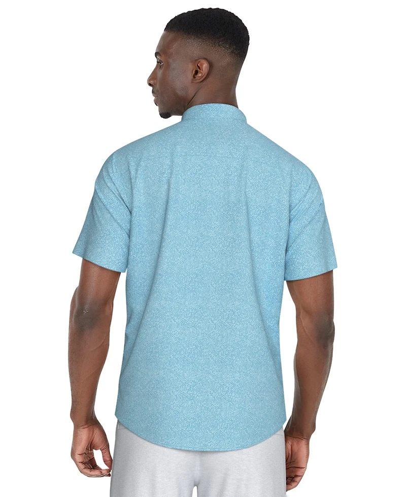 Pga Tour Men's Textured Short Sleeve Button-Front Fruit Print Shirt