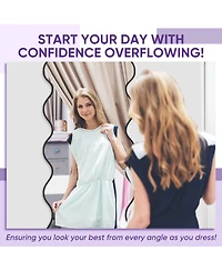 Antok Full Length Mirror 76"x34" Wavy Mirror Full Length with Stand for Bedroom Living Room Cloakroom