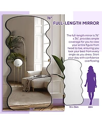 Antok Full Length Mirror 76"x34" Wavy Mirror Full Length with Stand for Bedroom Living Room Cloakroom