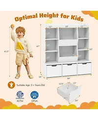 Gouun 47 in Versatile Children Bookcase and Toy Storage Cabinet with Movable Drawers