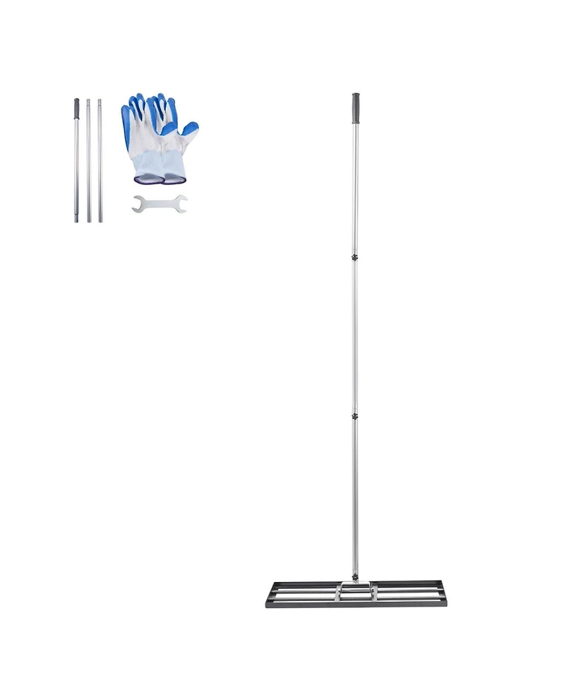 Sugift Lawn Leveling Rake, 30x10 in, Carbon Steel, Adjustable Height for Yard Use