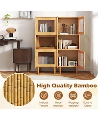 Gouun 3-Cube Bamboo Storage Cabinet with Acrylic Doors