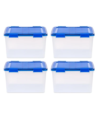 Iris Usa Weatherpro Airtight Plastic Storage Bins with Lids and Secure Latching Buckles, 46.6 Quart, Set of 4