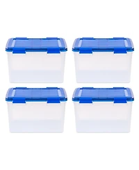 Iris Usa Weatherpro Airtight Plastic Storage Bins with Lids and Secure Latching Buckles, 46.6 Quart, Set of 4