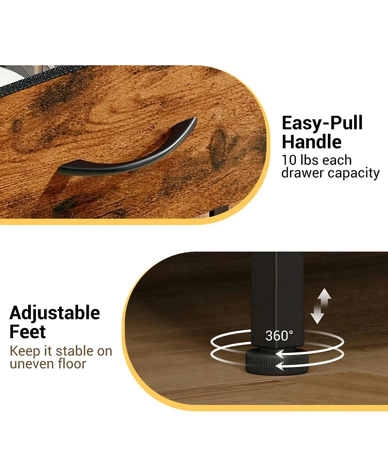 gaomon 3 Drawer Dresser for Bedroom, Compact Wood Grain Print Organizer with Fabric Bins.