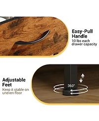 gaomon 3 Drawer Dresser for Bedroom, Compact Wood Grain Print Organizer with Fabric Bins.