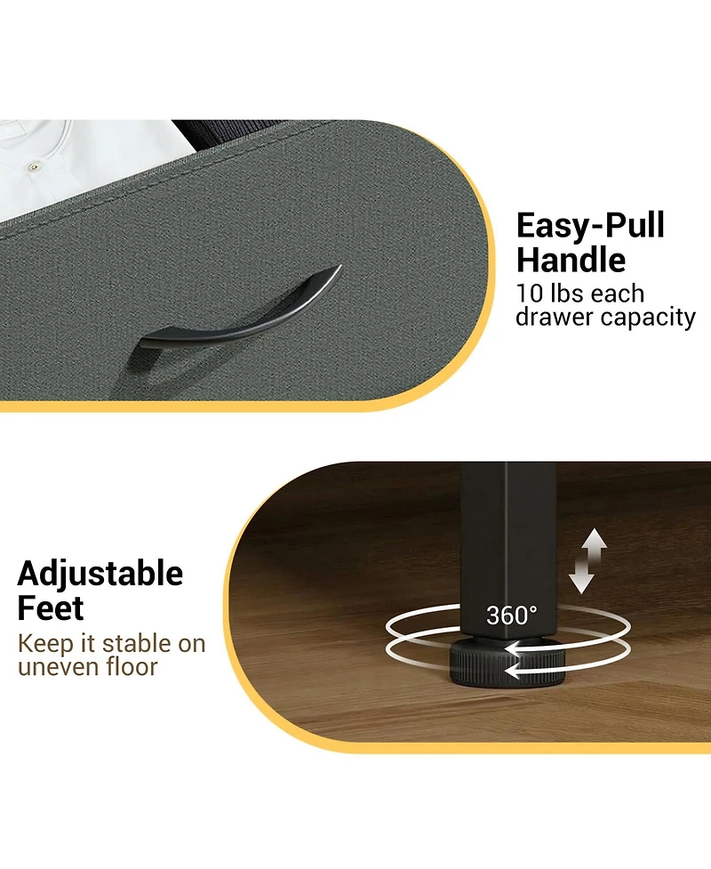 gaomon 3 Drawer Dresser for Bedroom, Compact Wood Grain Print Organizer with Fabric Bins.