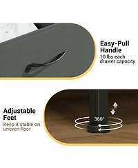 gaomon 3 Drawer Dresser for Bedroom, Compact Wood Grain Print Organizer with Fabric Bins.