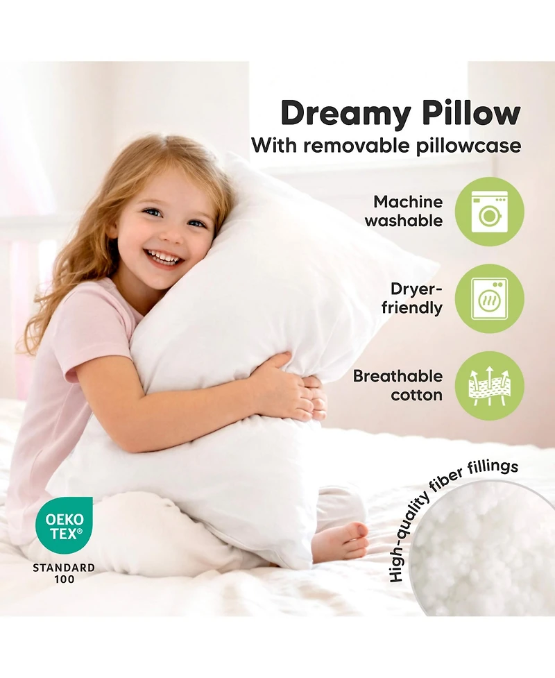 KeaBabies Youth Pillow with Pillowcase Soft Organic Cotton Kids Pillows for Sleeping, Travel, School