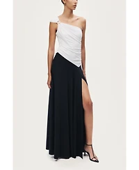 Nocturne Women's One-Shoulder Contrast Maxi Dress