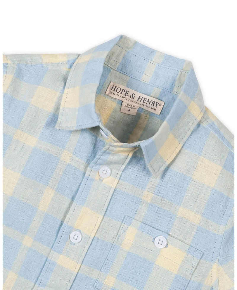 Hope & Henry Little and Big Boys Linen Short Sleeve Shirt