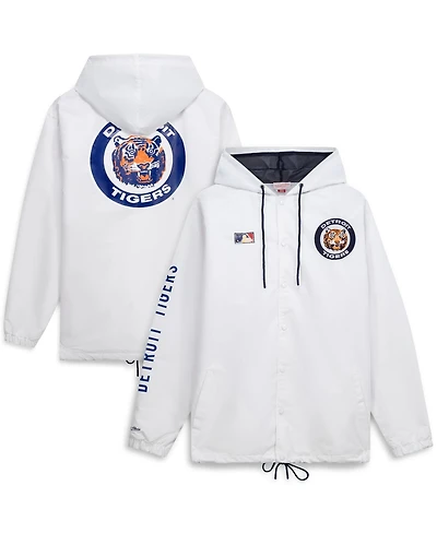 Mitchell Ness Men's White Detroit Tigers Big Tall Full-Snap Hooded Jacket