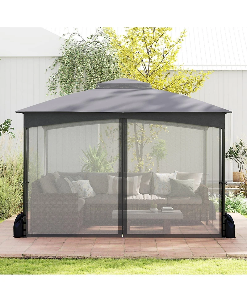 Slickblue 10 X 12 Ft Patio Gazebo with Netting Walls 4 Sandbags.