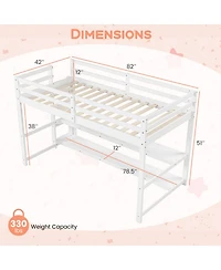 Gouun Kids Loft Bed with Storage Shelves and Safety Guardrails