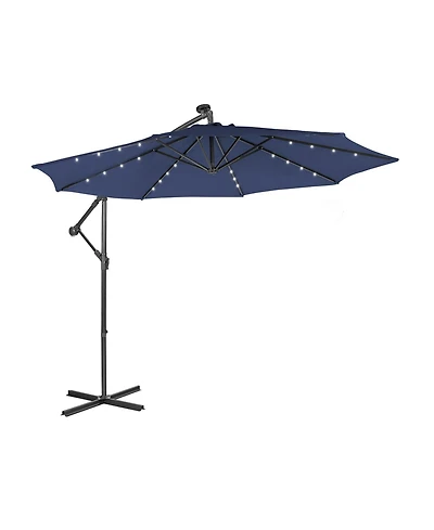 Sugift 10 ft Solar Powered Cantilever Patio Umbrella with Tilt
