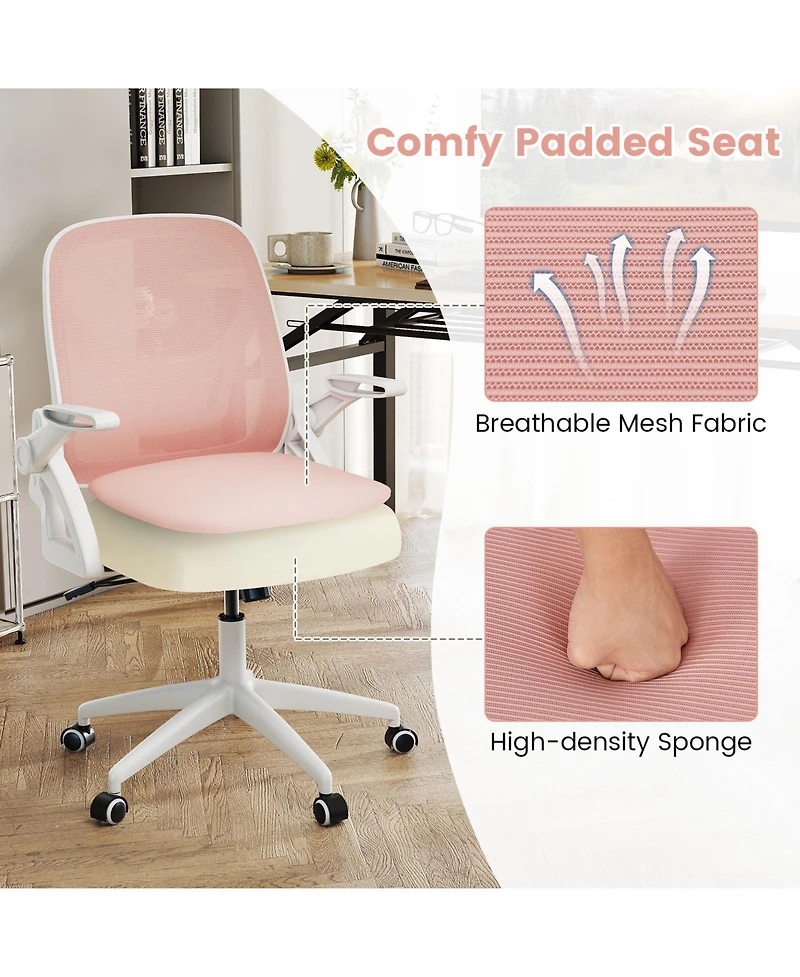 Sugift Ergonomic Computer Desk Chair with Lumbar Support and Flip-up Arms