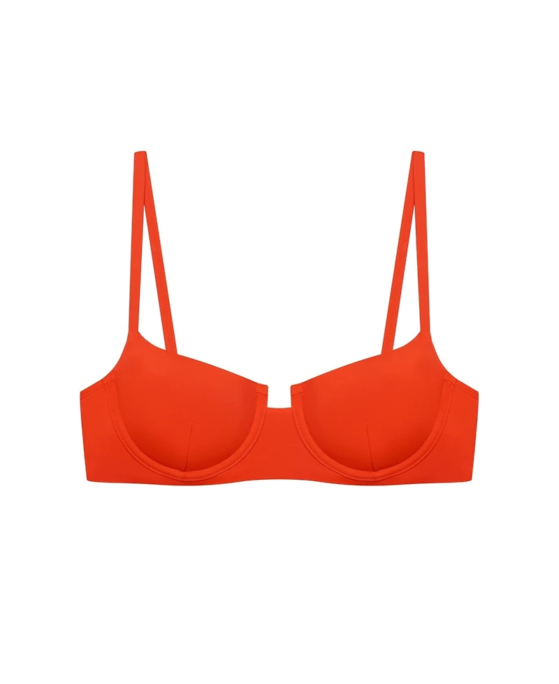 Lauren Ralph Lauren Women's Sunburst Orange Notch Underwire Bralette Swimsuit Top