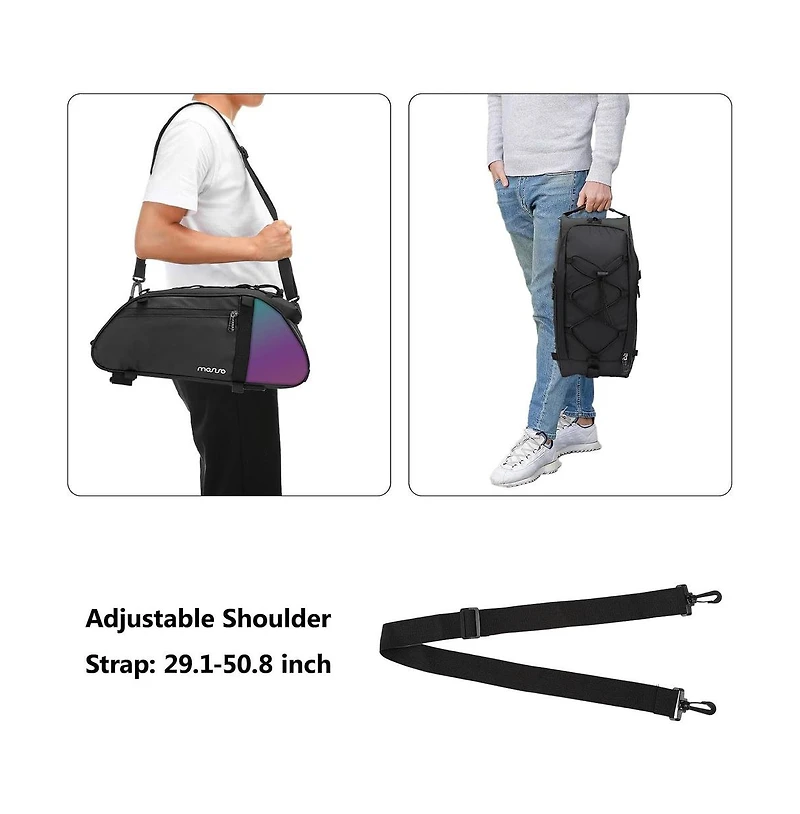 Aoligeijs Waterproof Bike Rack Bag with Reflective Tail, Bicycle Rear Seat Trunk Storage with Shoulder Strap for Commuting Travel Cycling