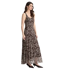 Jones New York Women's Scoop Neck Multi-Tier Maxi Dress