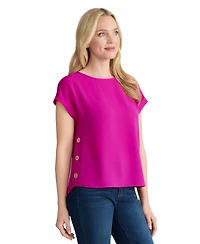 Jones New York Women's Short-Sleeve Boat Neck Polyester Blouse