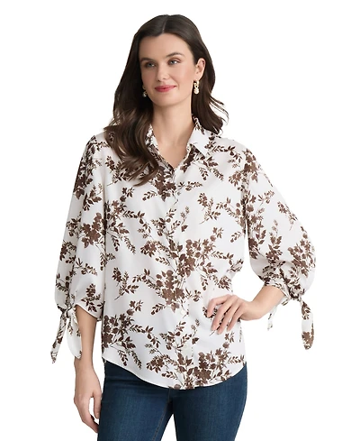 Jones New York Women's Printed Collared Neck Shirt